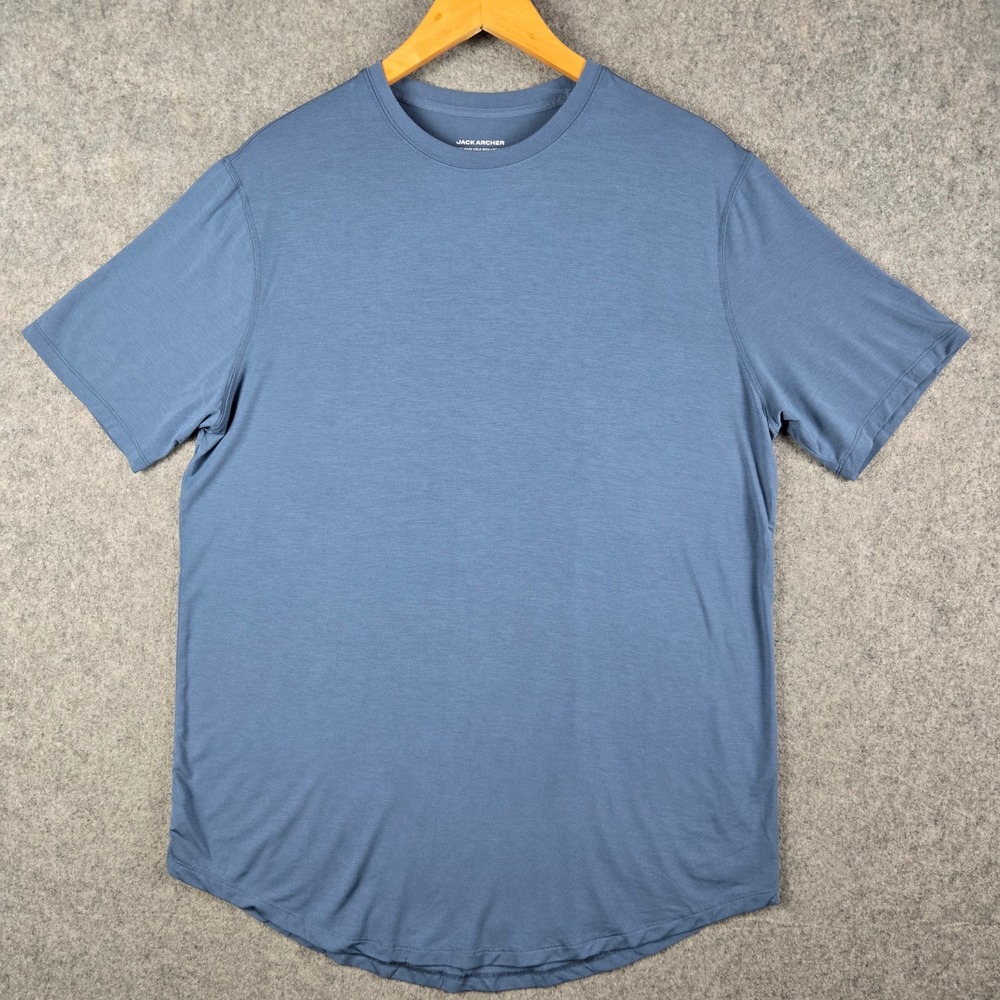 Jack Archer Anytime Tee T Shirt Mens Large Blue Short Sleeve Crew Curved Hem